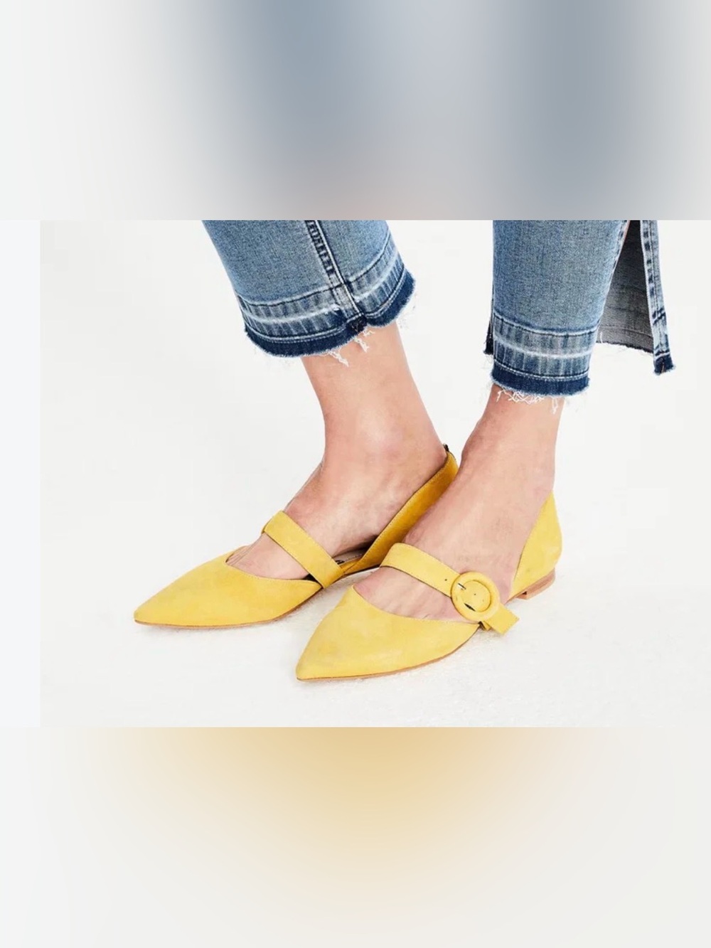 Boden Evie Pointed Flats Yellow Mary Jane Flats with Buckle Size EU 38/US 8